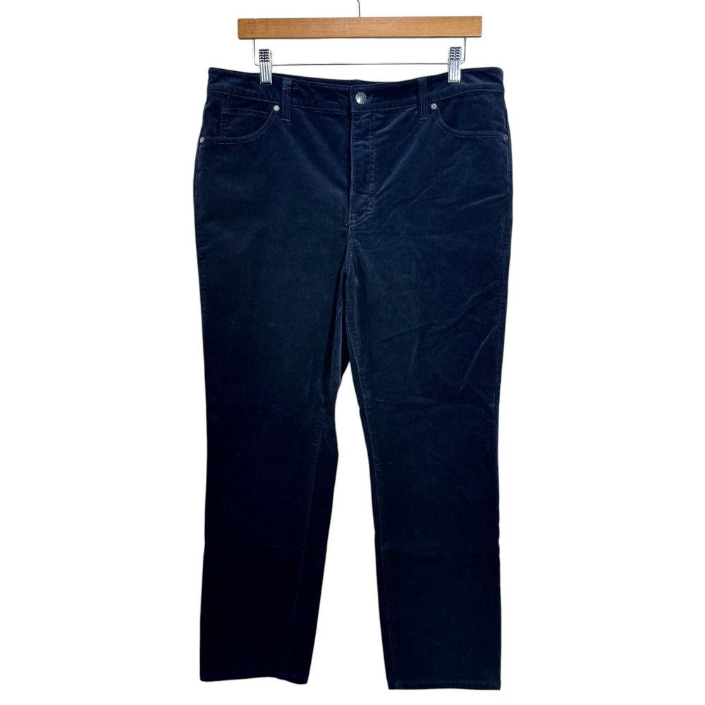 Talbots Corduroy Straight Leg Pant 14 Petite Navy Neutral Minimalist Retro Boho