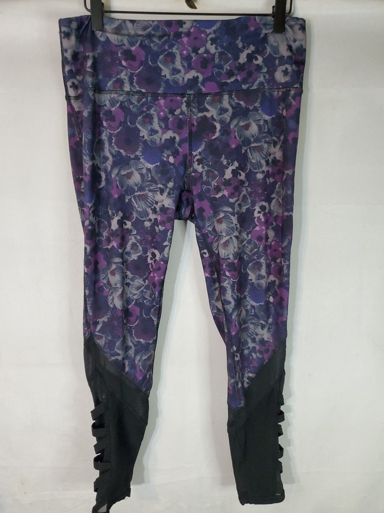 RBX Performance Women's Leggings Size Large Elastic Waist Pull On Floral Ankle