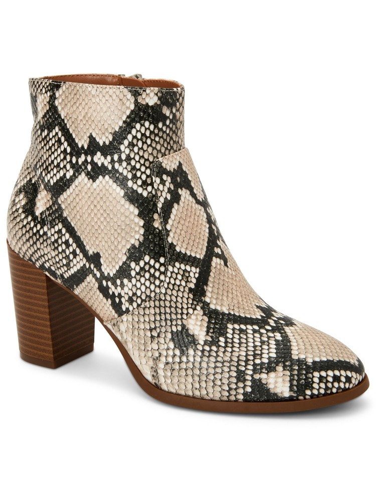 STYLE & COMPANY Womens Beige Animal Print Block Heel Zip-Up Dress Booties 6.5 M