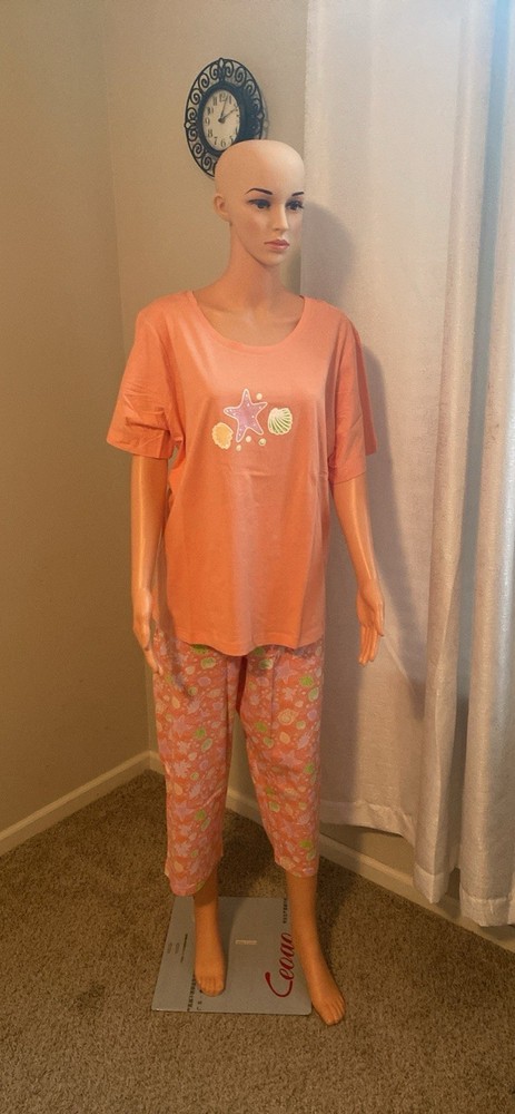 Cozee Corner 2-Piece 100% Cotton Pajama Set for Women Size 2X