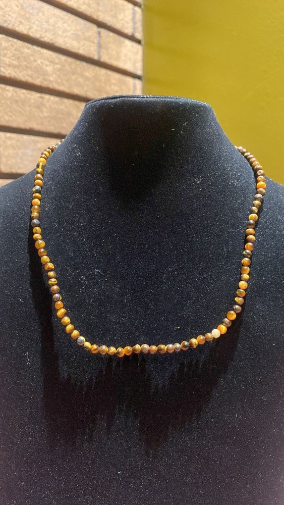 4MM Tiger’s Eye Stretch Beaded Necklace Bracelet Anklet Set
