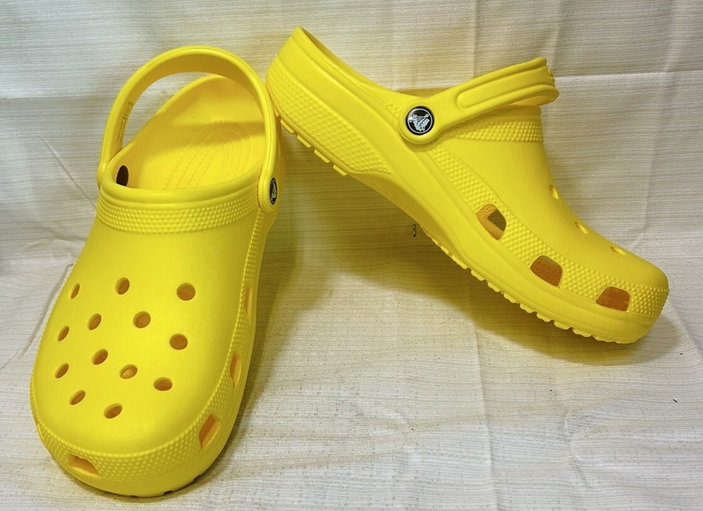 CROCS Classic Clogs Yellow Sandals Unisex Size Women's 11 Men's 9