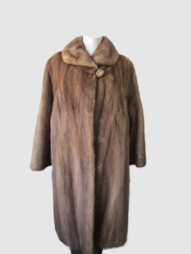 Women's Size 14 Mint Green Canadian Mink Fur Coat with New Lining On Sale