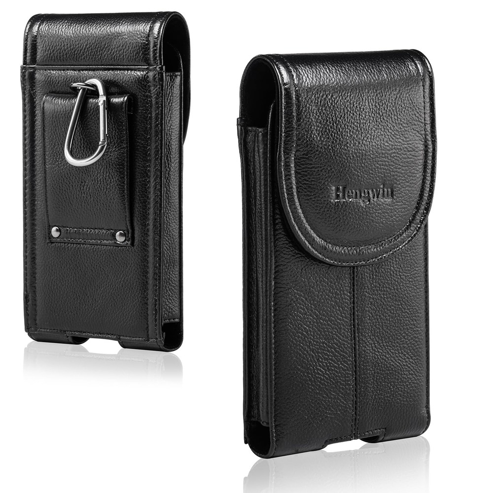 Genuine Leather Phone Pouch Fits for iPhone 16 Pro Max 15 Plus 14 Pro Max Sam...