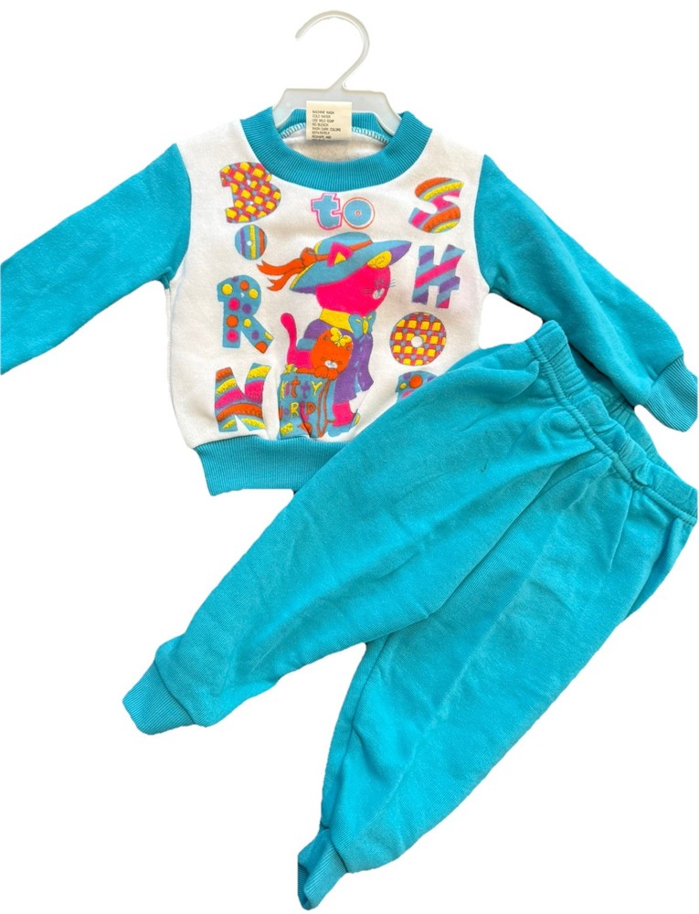 Vintage 90s Tuff Cookies Baby Kids 2-Piece Set DEADSTOCK Sz 18M Rare