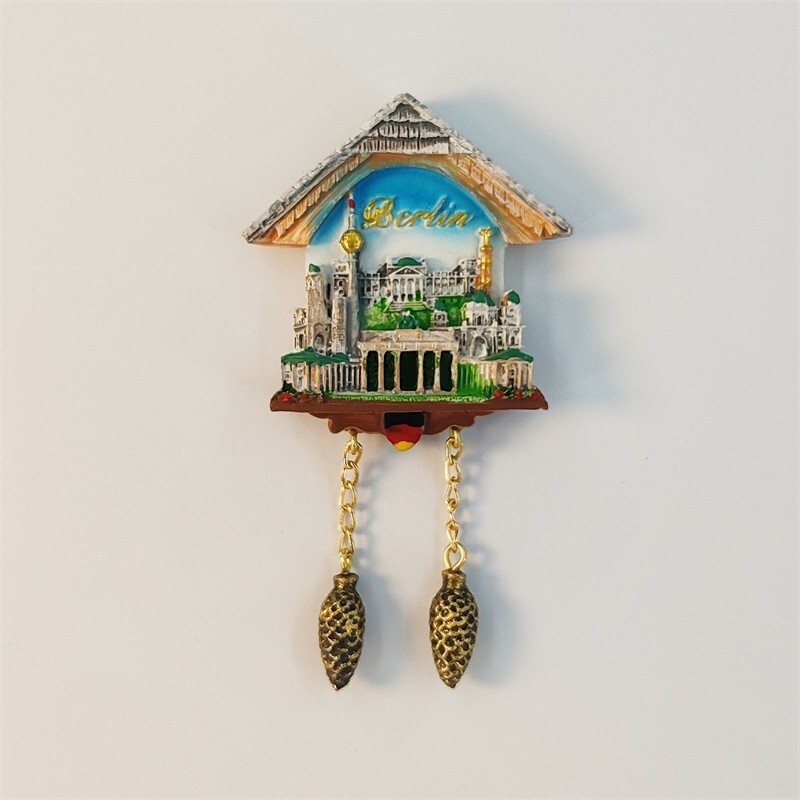 Germany Berlin Tourist Souvenir 3D Resin Cuckoo Clock Bird Fridge Magnet Craft