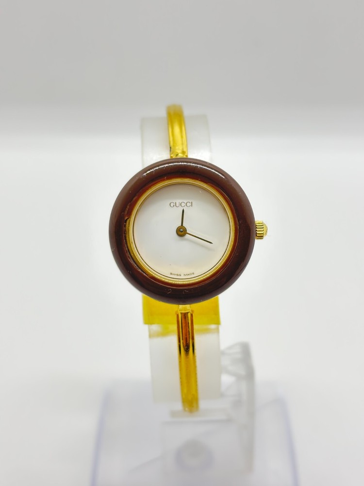 GUCCI 11/12 Change Bezel Watch White Dial Metal Women's Pre-Owned Working Condition