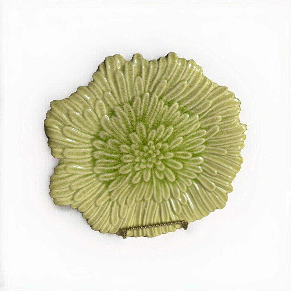 Decorative Ceramic Green Serving Platter 12”abstract Design