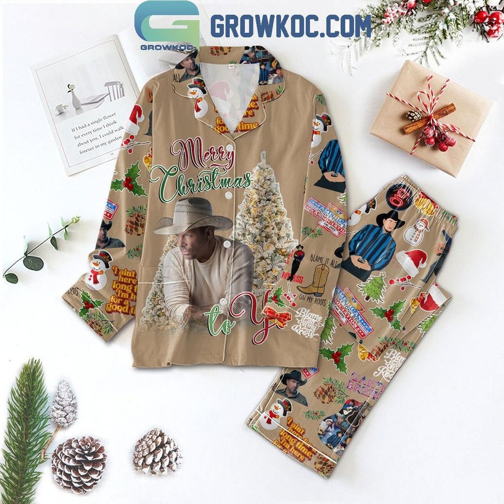 Garth Brooks Blame It On My Roots Christmas Pajama Set