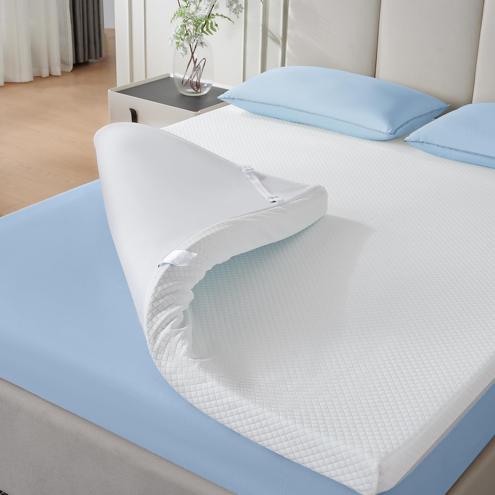 3 Inch Gel Memory Foam Mattress Topper Queen Size, High Density Cooling Gel B...