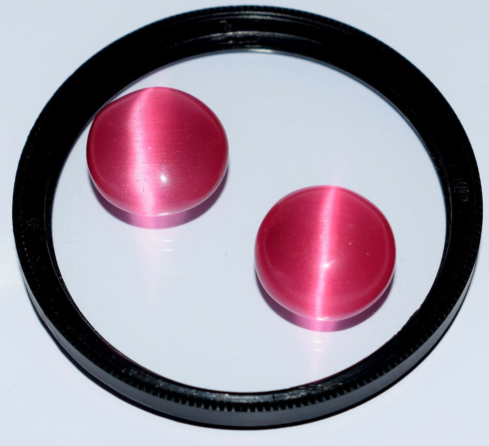 Christmas Sale 31 Ct Round Pink Cat's Eye Gemstone Pair Natural Certified AD318-image