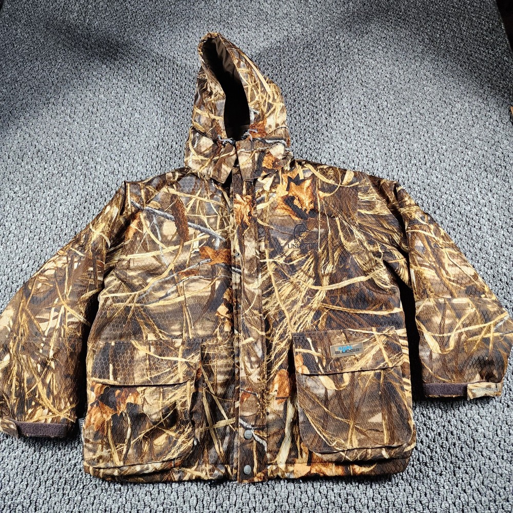 Ducks Unlimited Coat Jacket Mens Medium Camo Whitewater Rain Blocker Zip