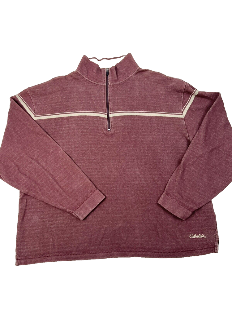 Cabela’s 1/4 Zip Sweater Pullover Men’s 2XL Long Sleeve Chest 55 inch Maroon