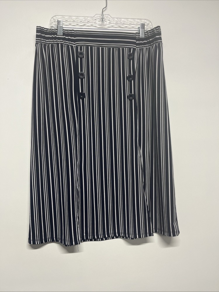 Navy Striped Nautical Midi Skirt for Women XL by Robert Louis