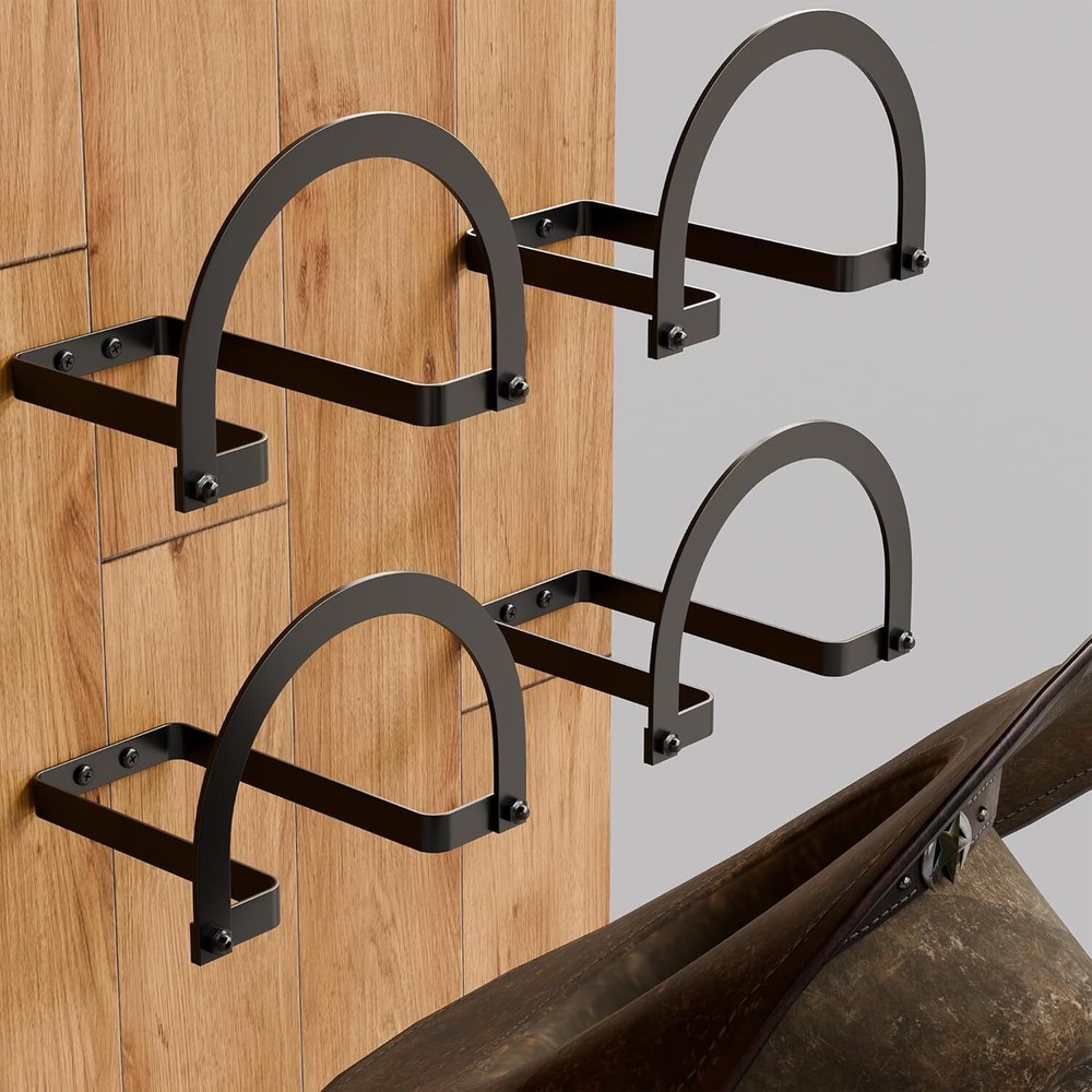 4 Pack Wall Mount Cowboy Hat Holder with Western Hooks for Display