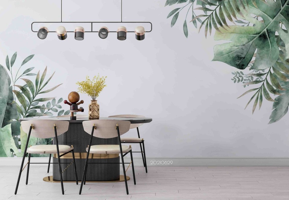 3D Plant Leaves Watercolor Wall Murals Wallpaper Murals Wall Sticker 15