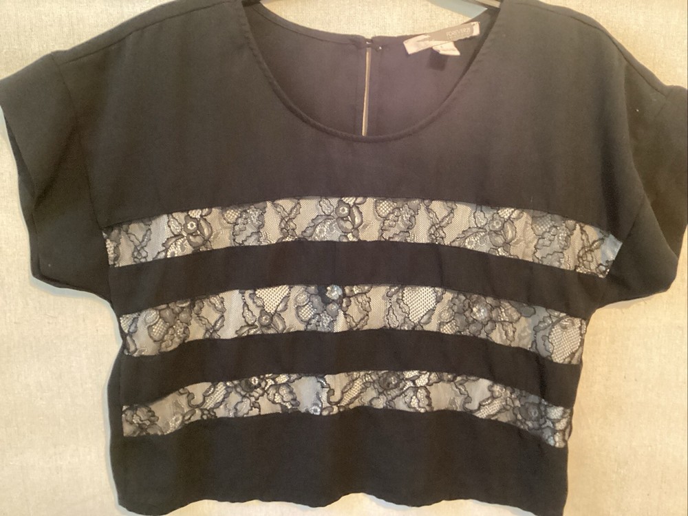forever 21 crop top small womens black/ lace gothic