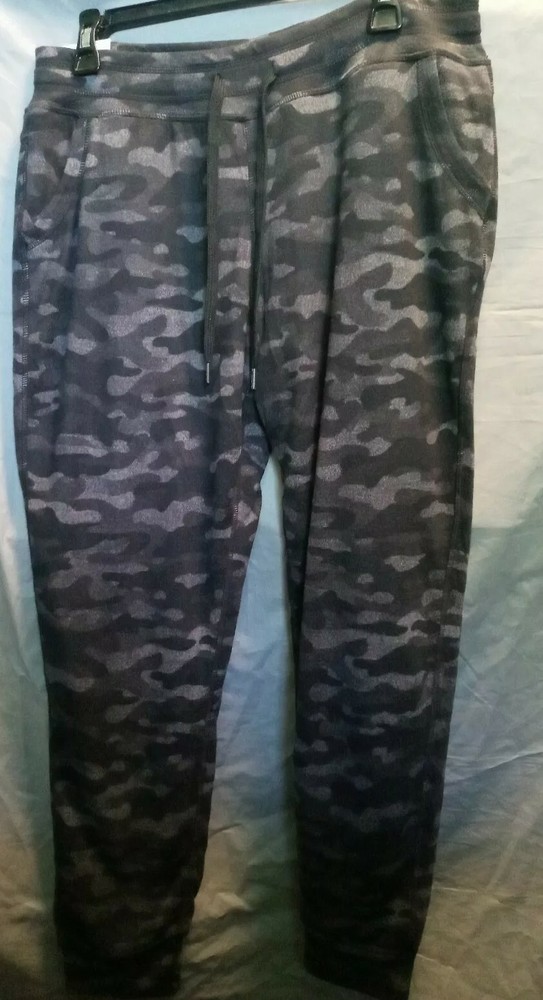 Members Mark Womens Jogger  Sherpa Lined Black Camo Size Lg Drawstring NWT-image