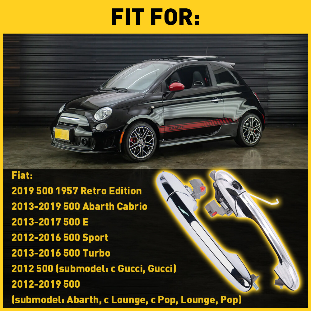 Pair Exterior Outside Door 2012-2019 Fiat For Handles 500 Front Left Right LH RH