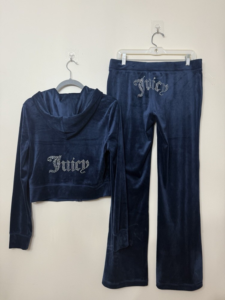 Juicy Couture Women's size M  Pants Hoodie Regal Blue MSRP $199 NWT