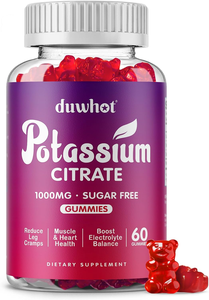 Potassium Citrate 1000mg Gummies Potassium Supplement Muscle Health 60 Chewables