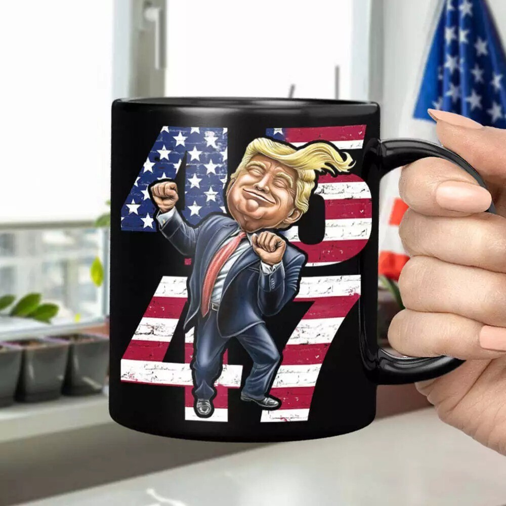 Retro Funny Trump Dancing 45 47 U.S President Trump Won Again Mug 11oz & 15oz