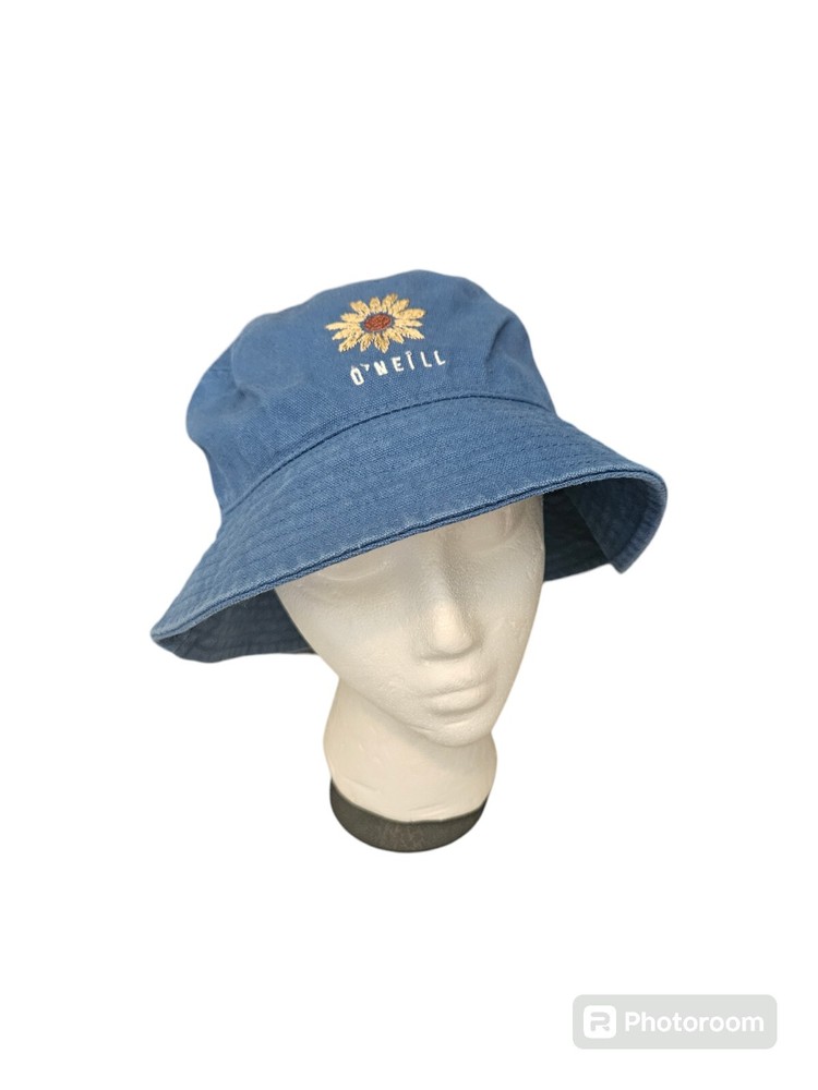 EUC Y2k Women's O'Neill Denim Jean Sunflower Daisy Embroidered Bucket Hat