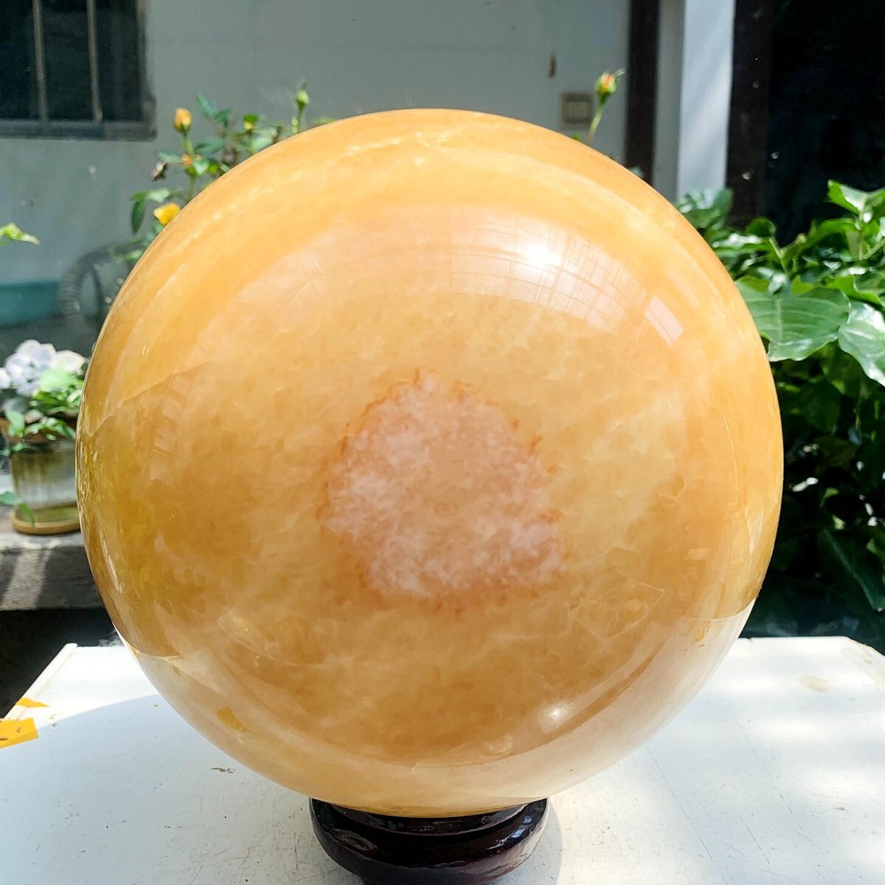 23.95LB natural yellow Calcite sphere quartz crystal polished ball healing