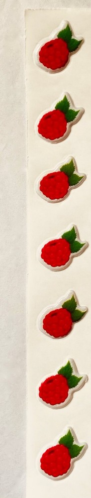 Vintage Puffy Scratch N Sniff RASPBERRY Stickers Vinyl Stick-On w. Smell