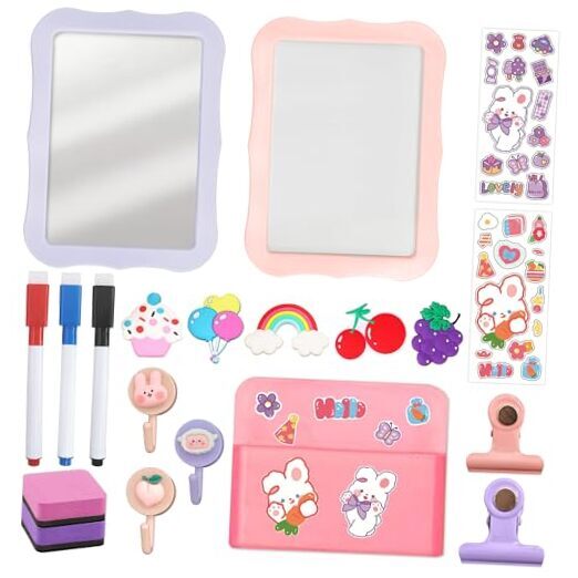 20 PCS Magnetic Locker Accessories for Girls with Magnetic Pink and Purple