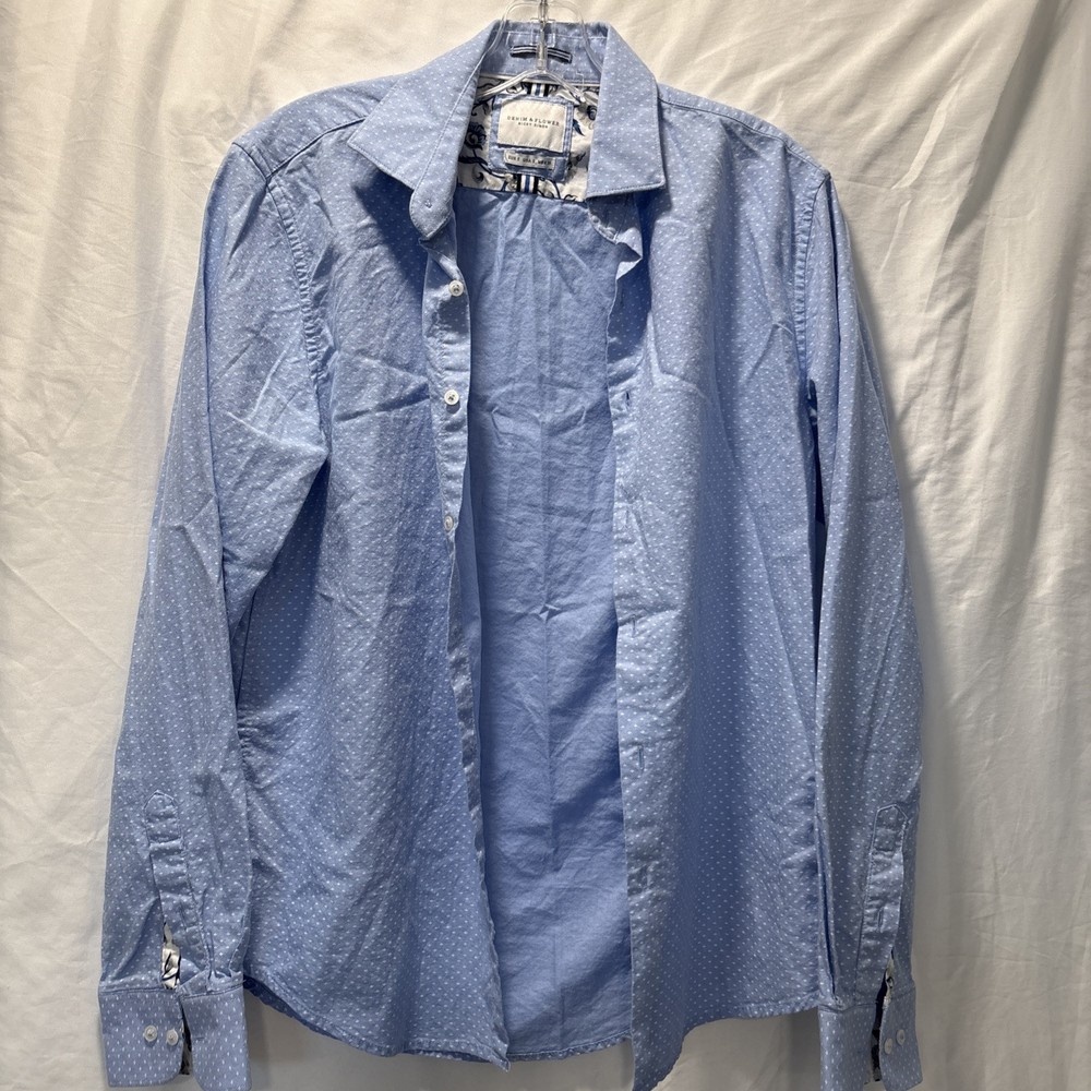 Denim & Flower Ricky Singh Shirt Mens Small Long Sleeve Blue Button Shirt Woven