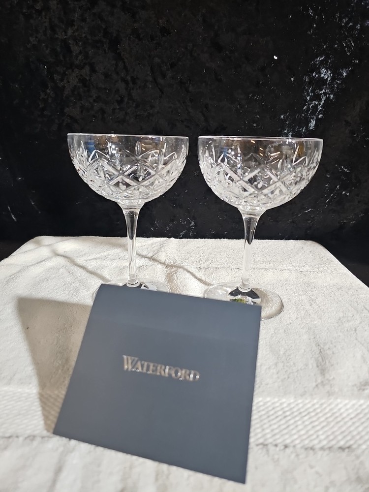 Waterford Crystal Astor 8oz Wedge Champagne Glasses Set of 2 New 40034662