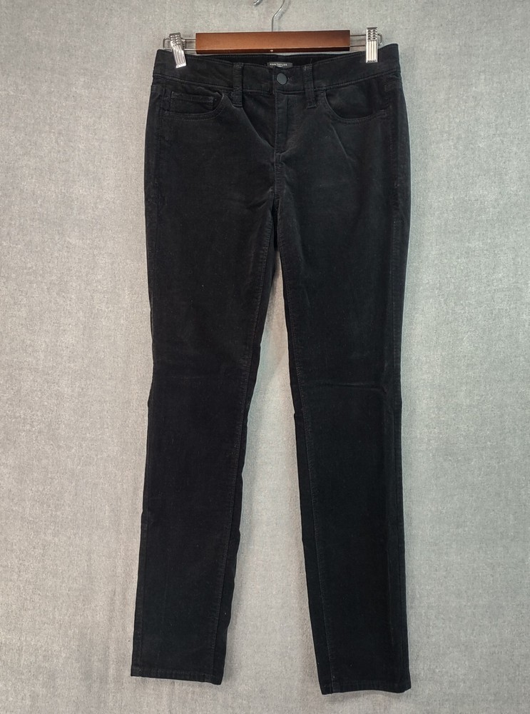 Ann Taylor Jeans Women 4 Petite Black Modern Bohemian Stretch Cotton Velveteen