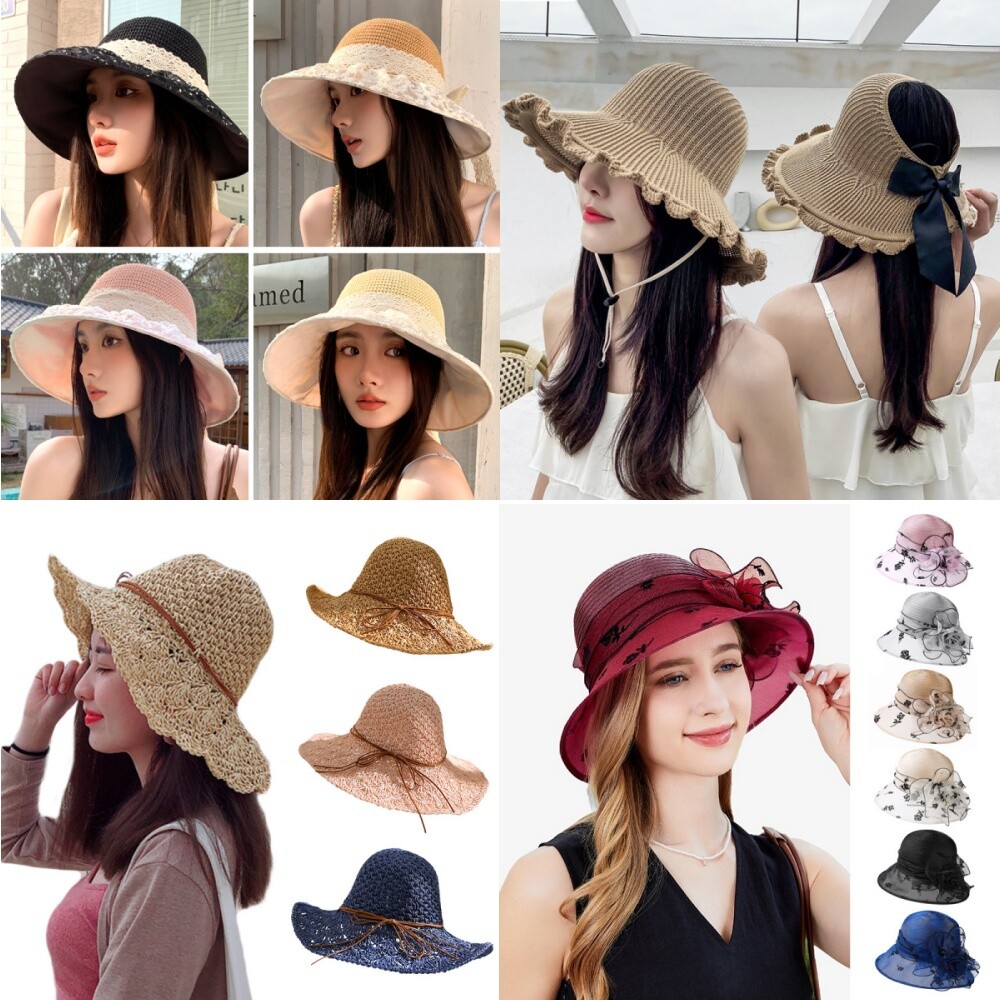 Women's Wide Brim Sun Visor Hat UV Protection Foldable Beach Cap  