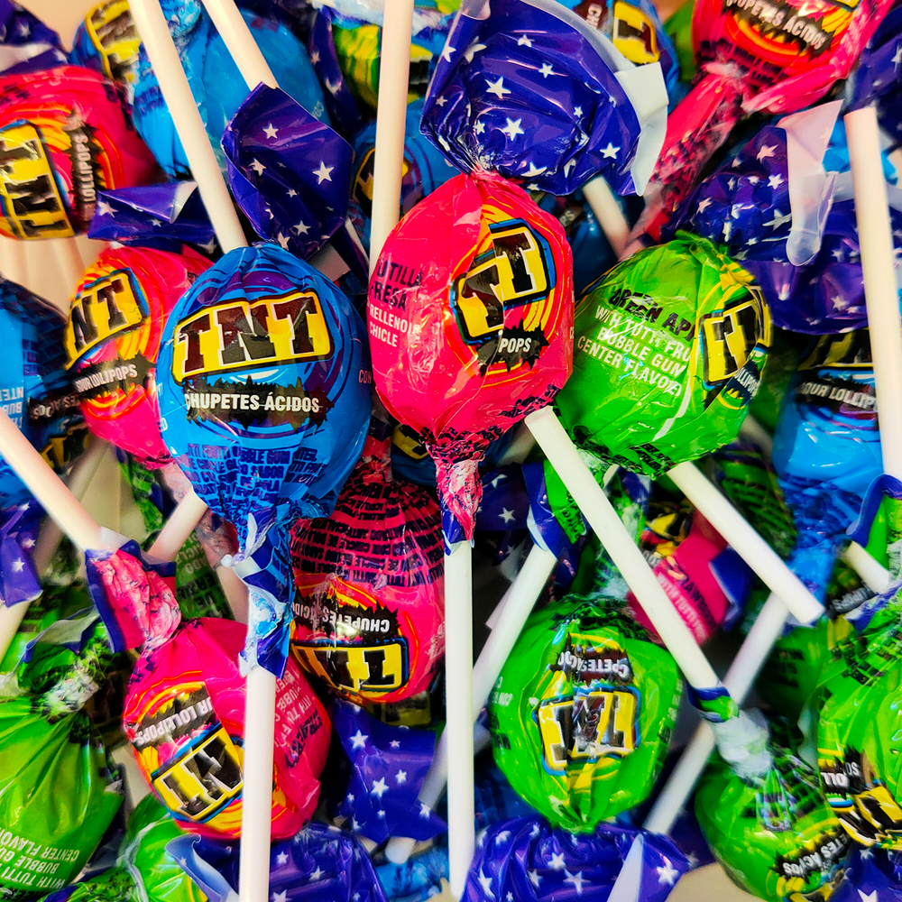 Super Sour TNT Lollipops 4 LB Bubble Gum Center Candy Pops FREE SHIP 48 STATES