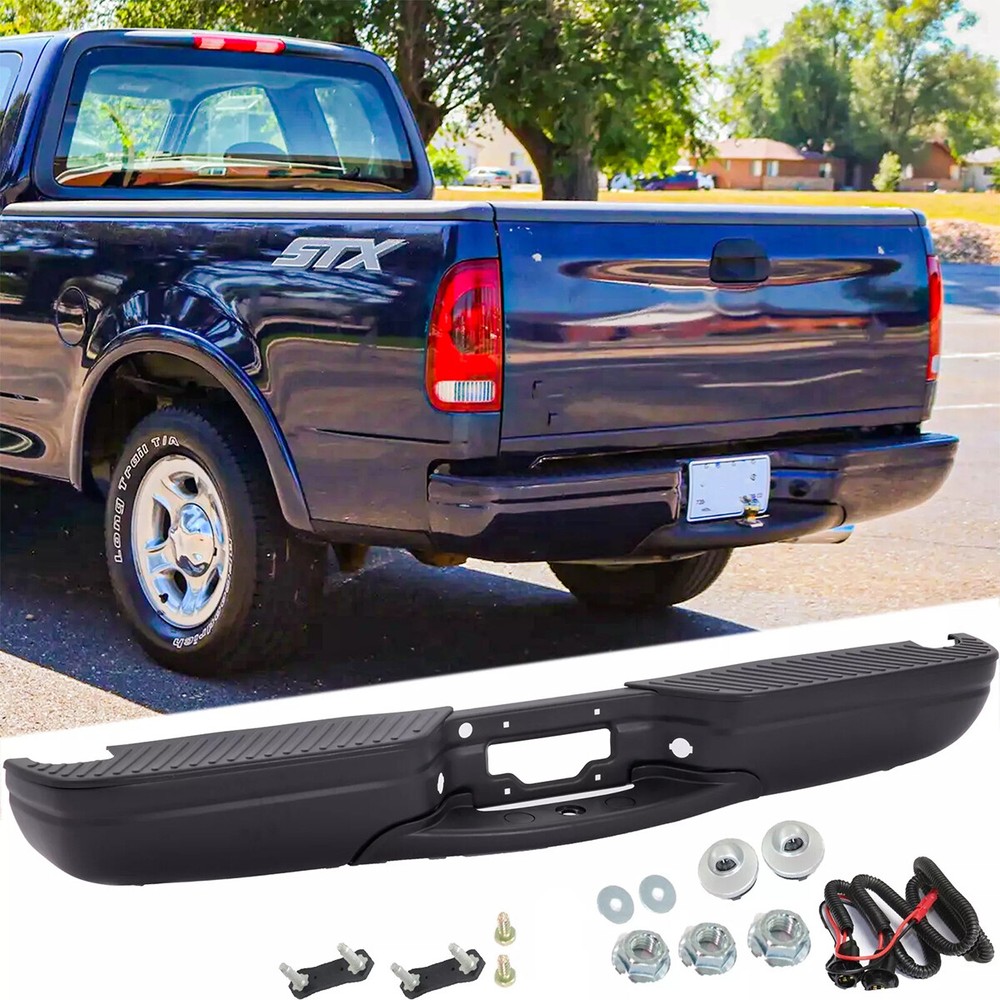 Complete Steel Rear Step Bumper Assembly For 1997-2003 Ford F150 Truck Black