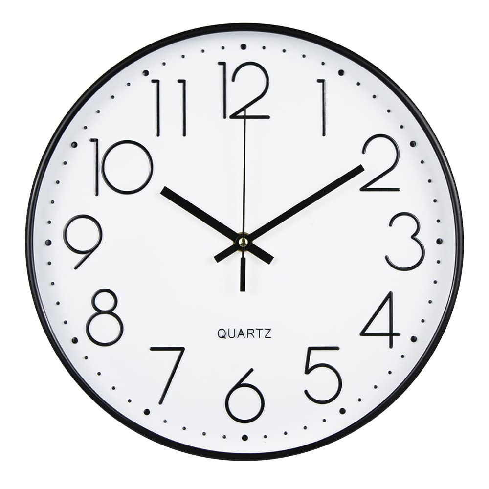 12 Inch Silent Wall Clocks Battery Operated Non-Ticking Round Clock Modern St...