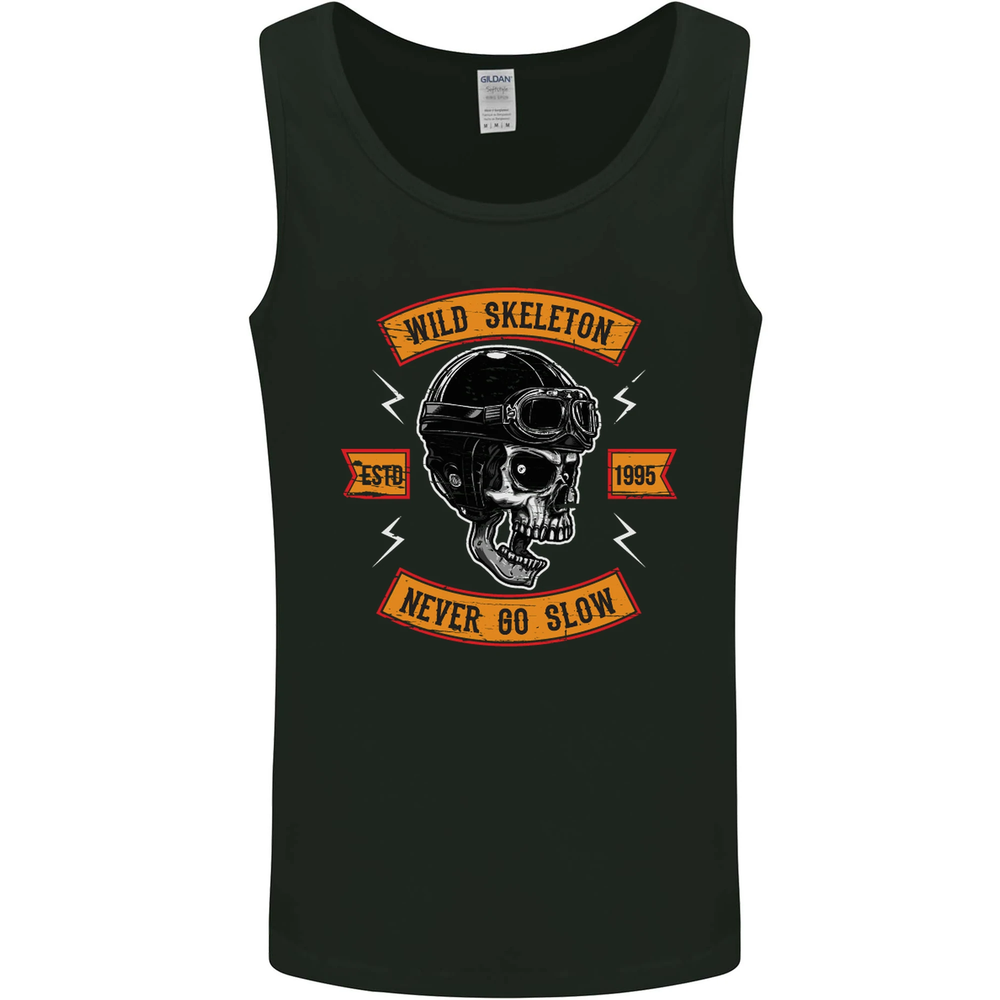 Wild Skeleton Motorcycle Motorbike Biker Mens Vest Tank Top