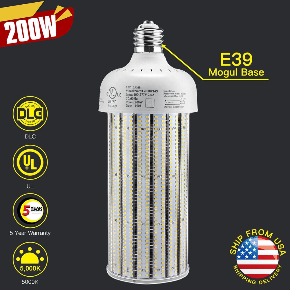 200W LED Corn Cob Bulb 5000K For Warehouse Factory Workshop Open Fixture Light