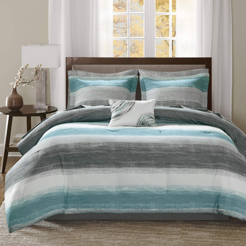 Essentials Queen Comforter Set, Bed in a Bag Queen, Watercolor Print Coastal ...