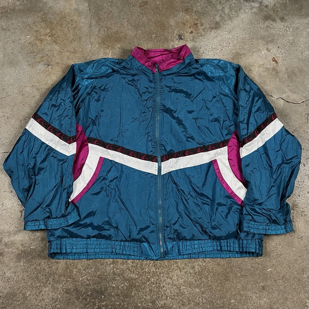 Vintage Sunterra Lady Color Block Windbreaker Jacket 90s Teal Pink Size Large