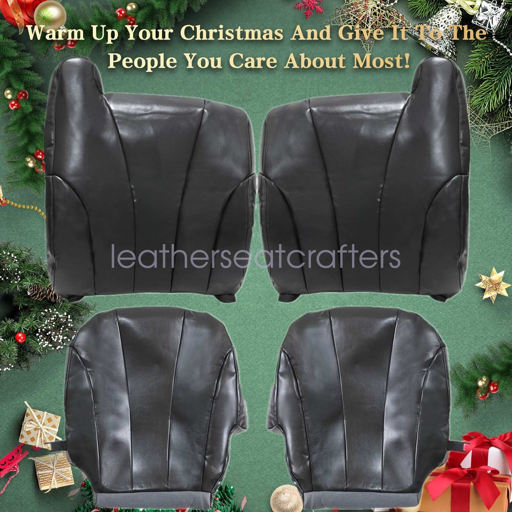 For 1999-2002 Chevy Silverado Work Truck Driver & Passenger Seat Cover Dark Gray