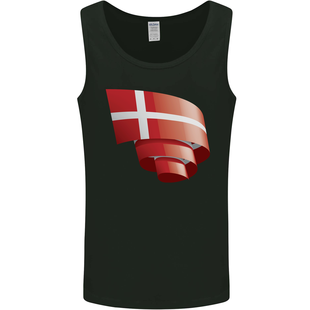 Curled Denmark Flag Danish Day Football Mens Vest Tank Top
