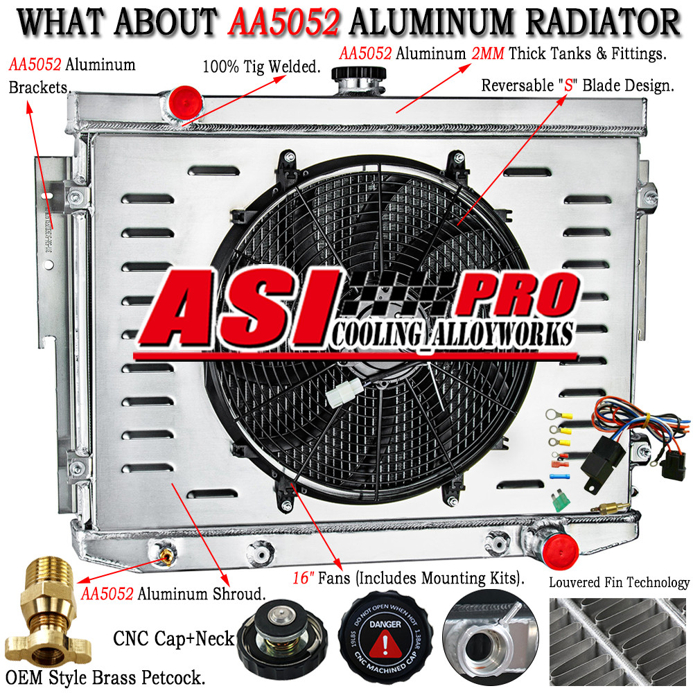 For 1973-74 Dodge Charger Coronet Satellite 7.2L AT 4 Core Radiator Shroud Fan