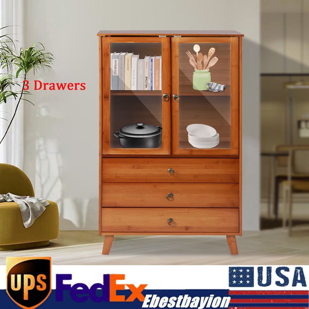 2-Door Kitchen Pantry Cabinet with 3 Drawers, 43in Freestanding Storage Shelf