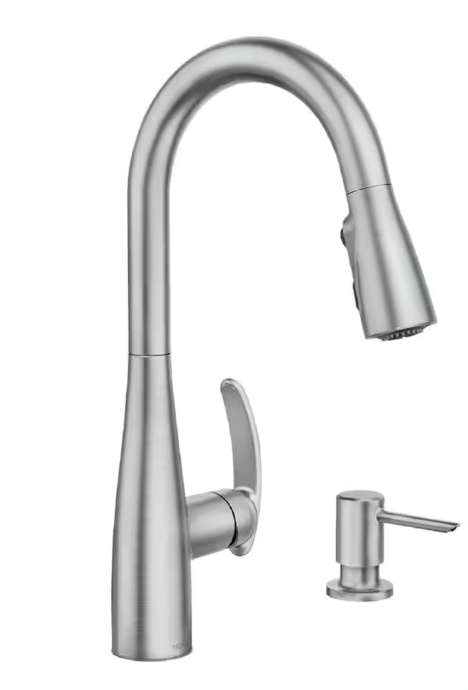 Moen 87932SRS Reyes 1-Handle Pull-Down Kitchen Faucet & Soap - Spot R. Stainless