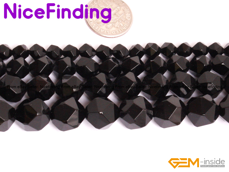 Natural Faceted Black Agate Onyx Loose Beads for Jewelry Making DIY 15 Inch Strand