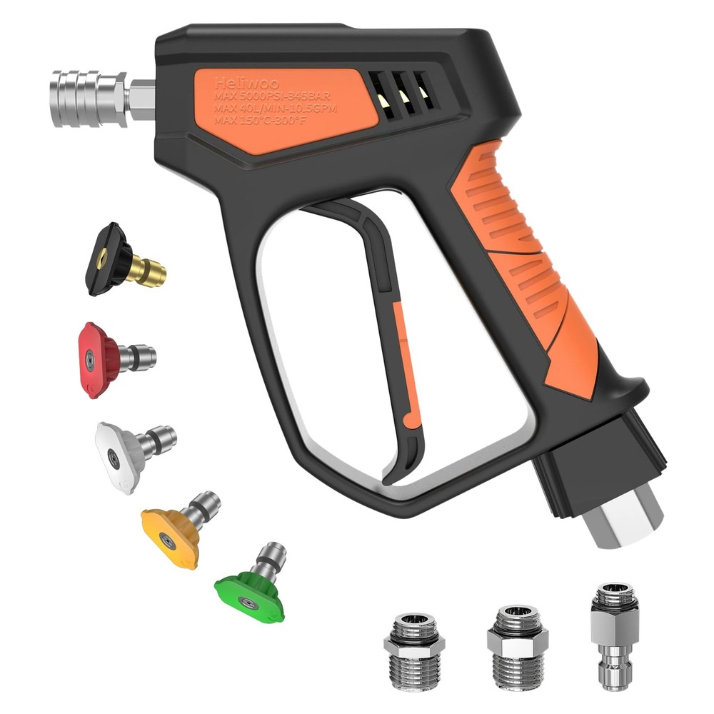 Heavy-Duty 5000 PSI Pressure Washer Gun with 10.5 GPM Flow & Swivel Plug
