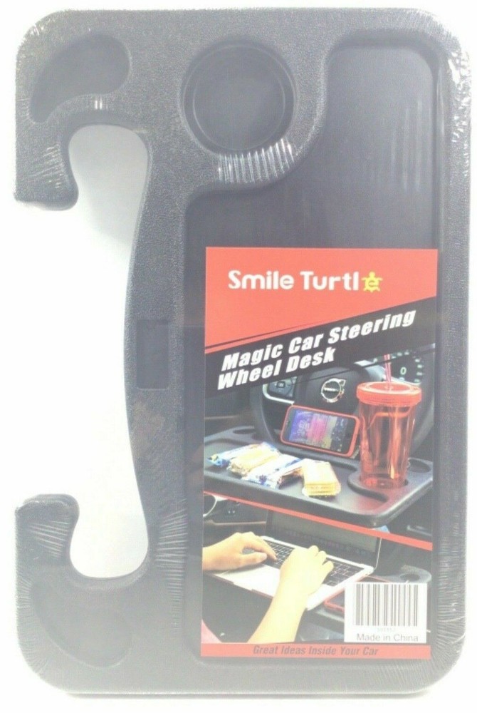 Magic Car Steering Wheel Plastic Desk Food Tray or Laptop Use Black 16.5” x 11”