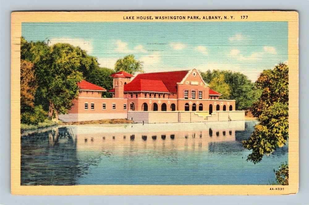 Albany NY-New York, Washington Park Lake House, c1941 Vintage Souvenir Postcard